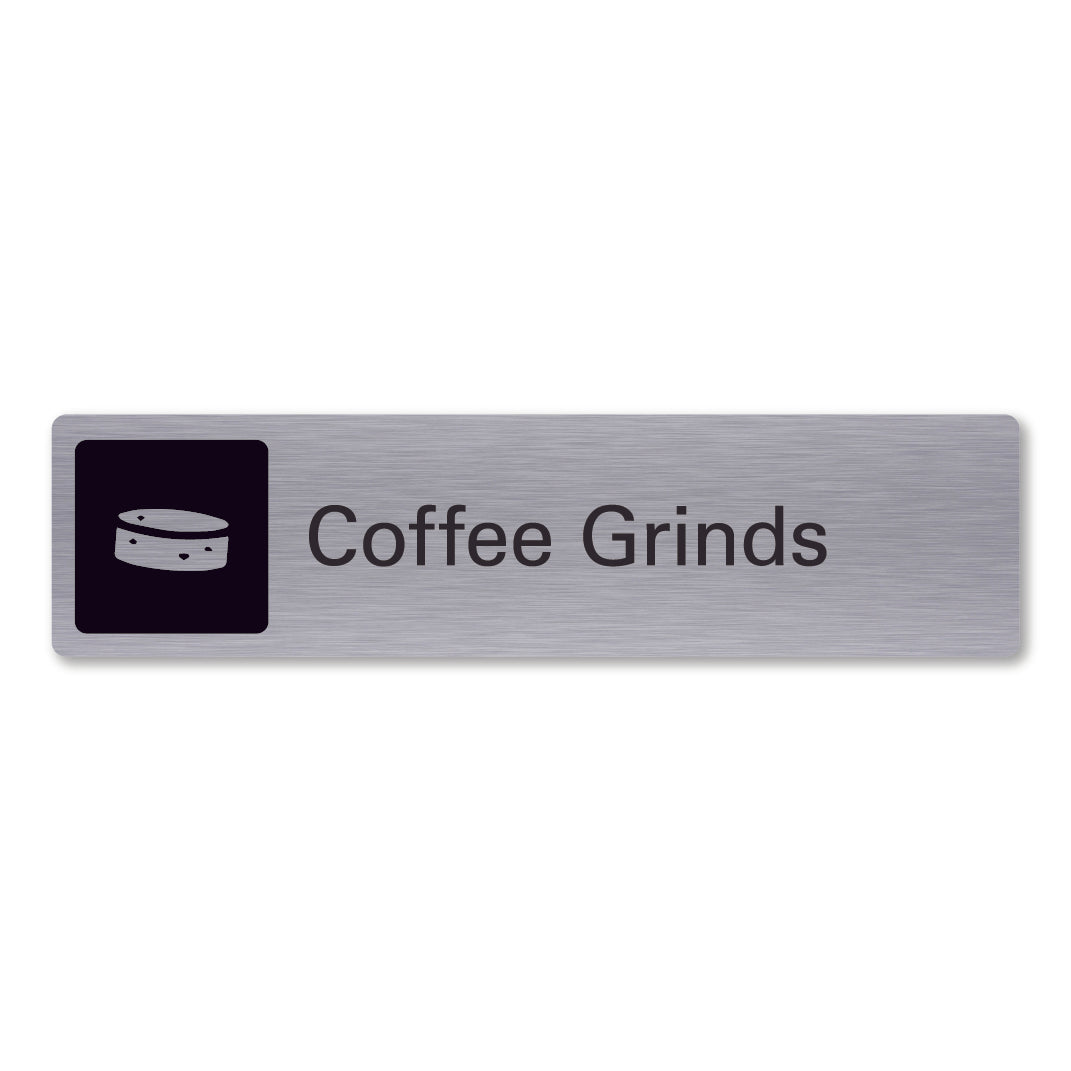 Stainless steel metal coffee grind waste recycling sign