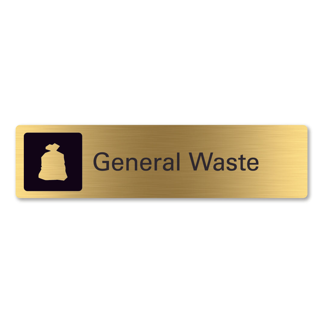 brass metal general waste recycling sign