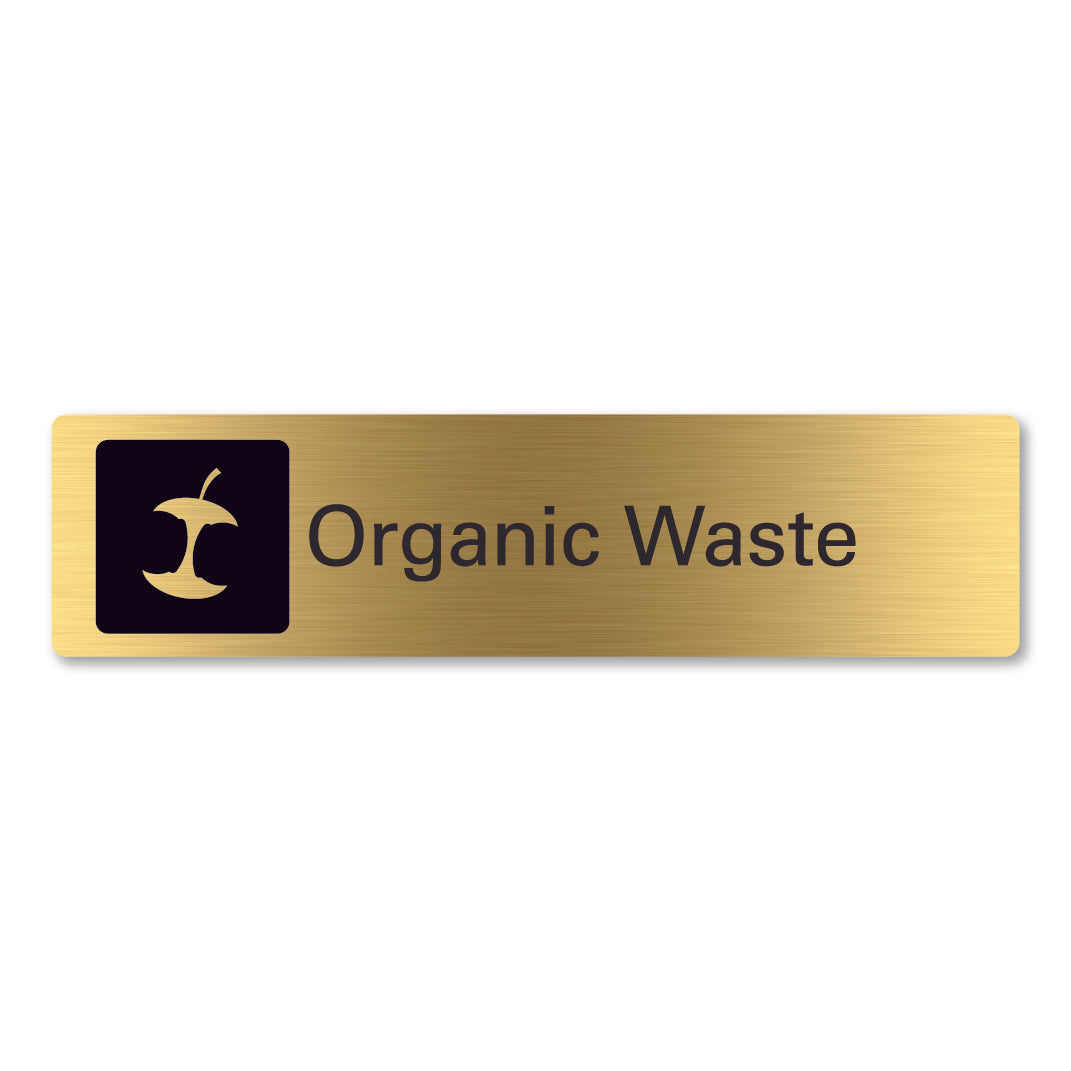 brass metal organic waste recycling sign