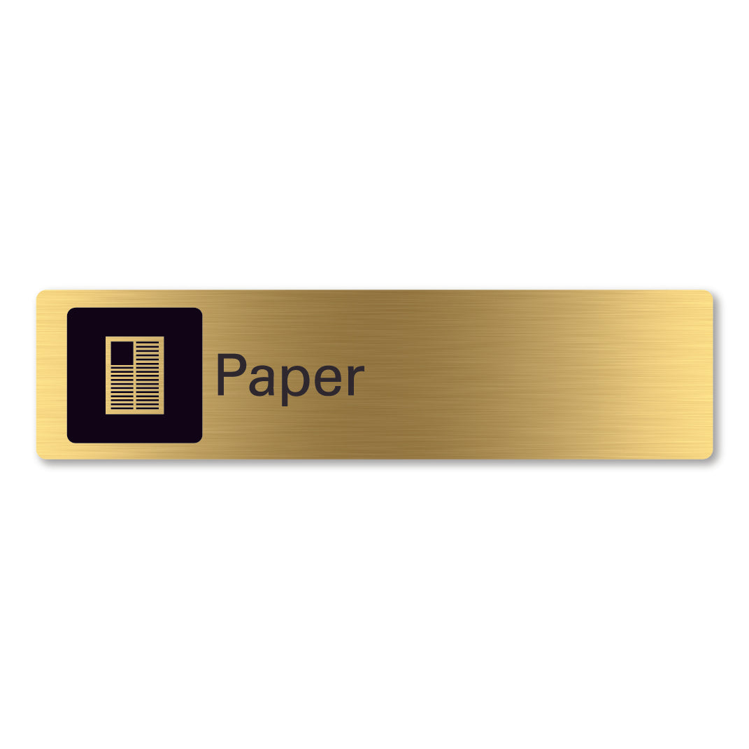 brass metal paper waste recycling sign