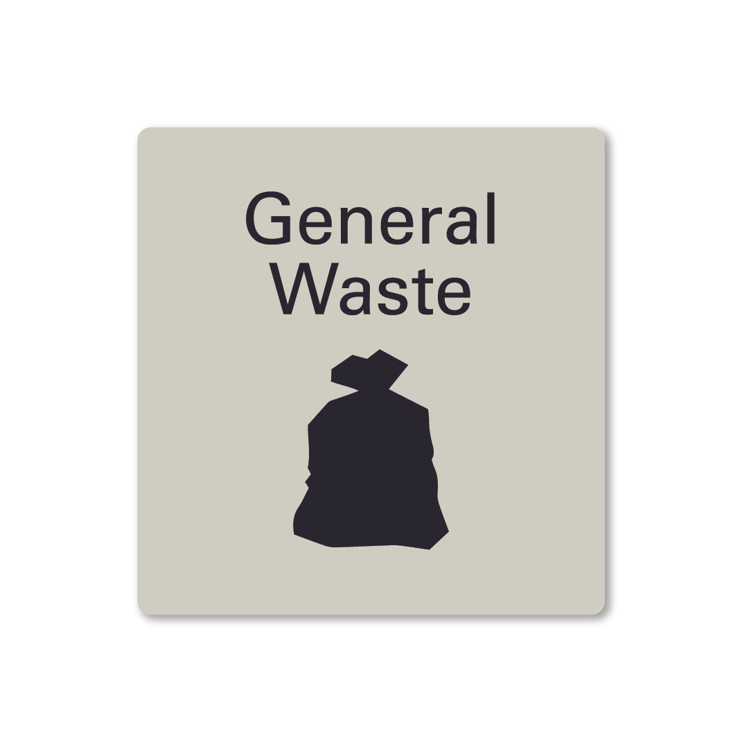 surfmist grey beige white metal organic general waste recycling sign