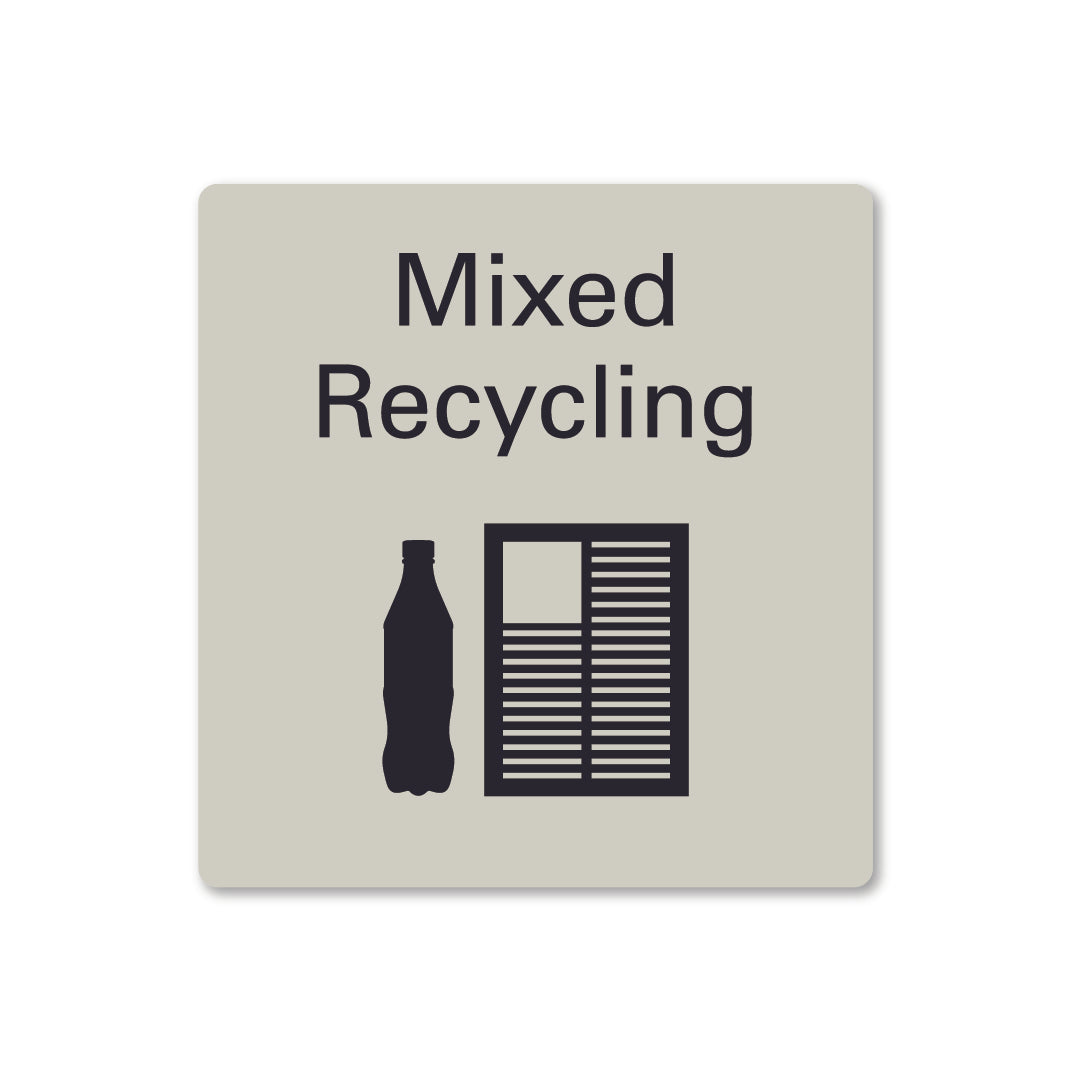 surfmist grey beige white metal mixed recycling waste sign