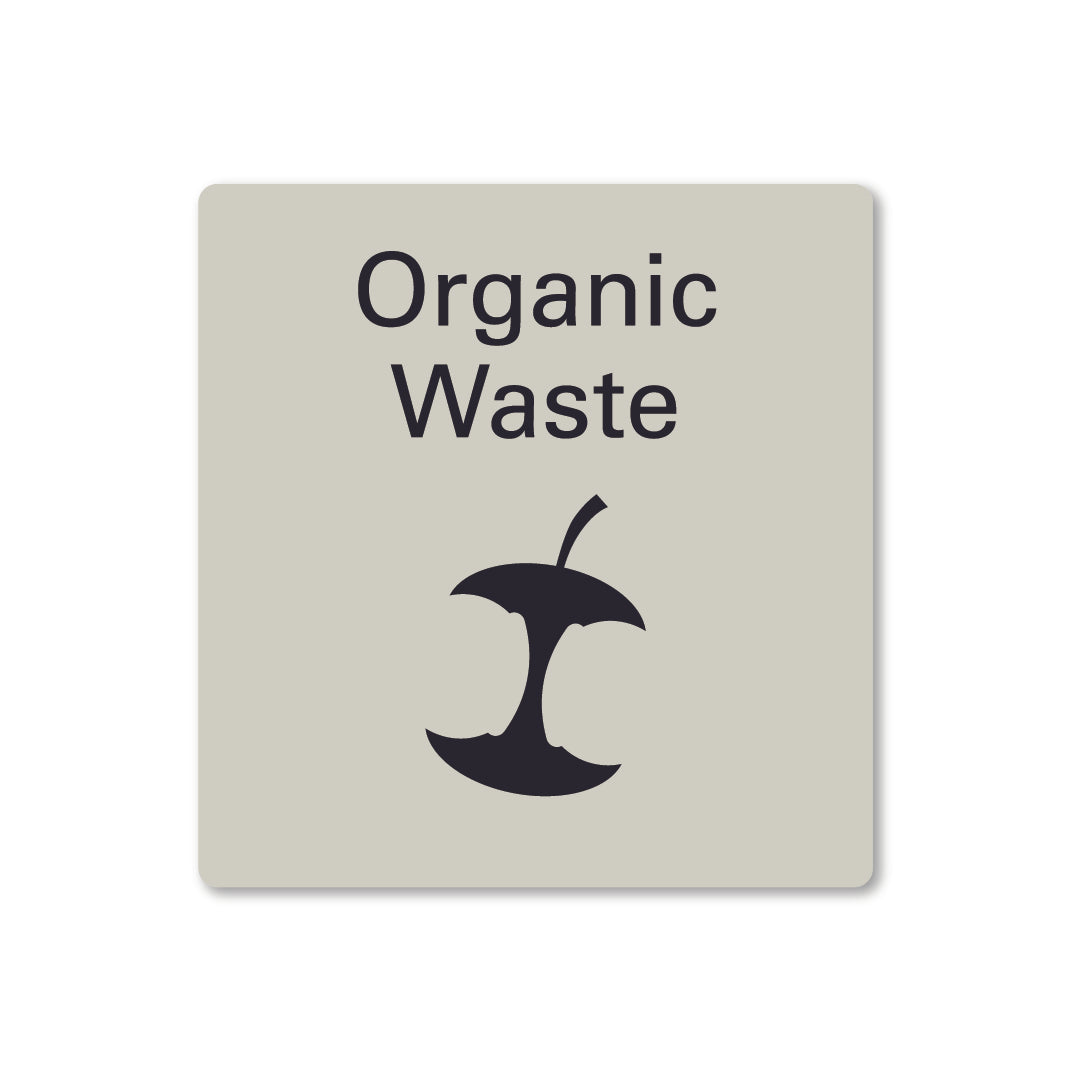 surfmist grey beige white metal organic waste recycling sign