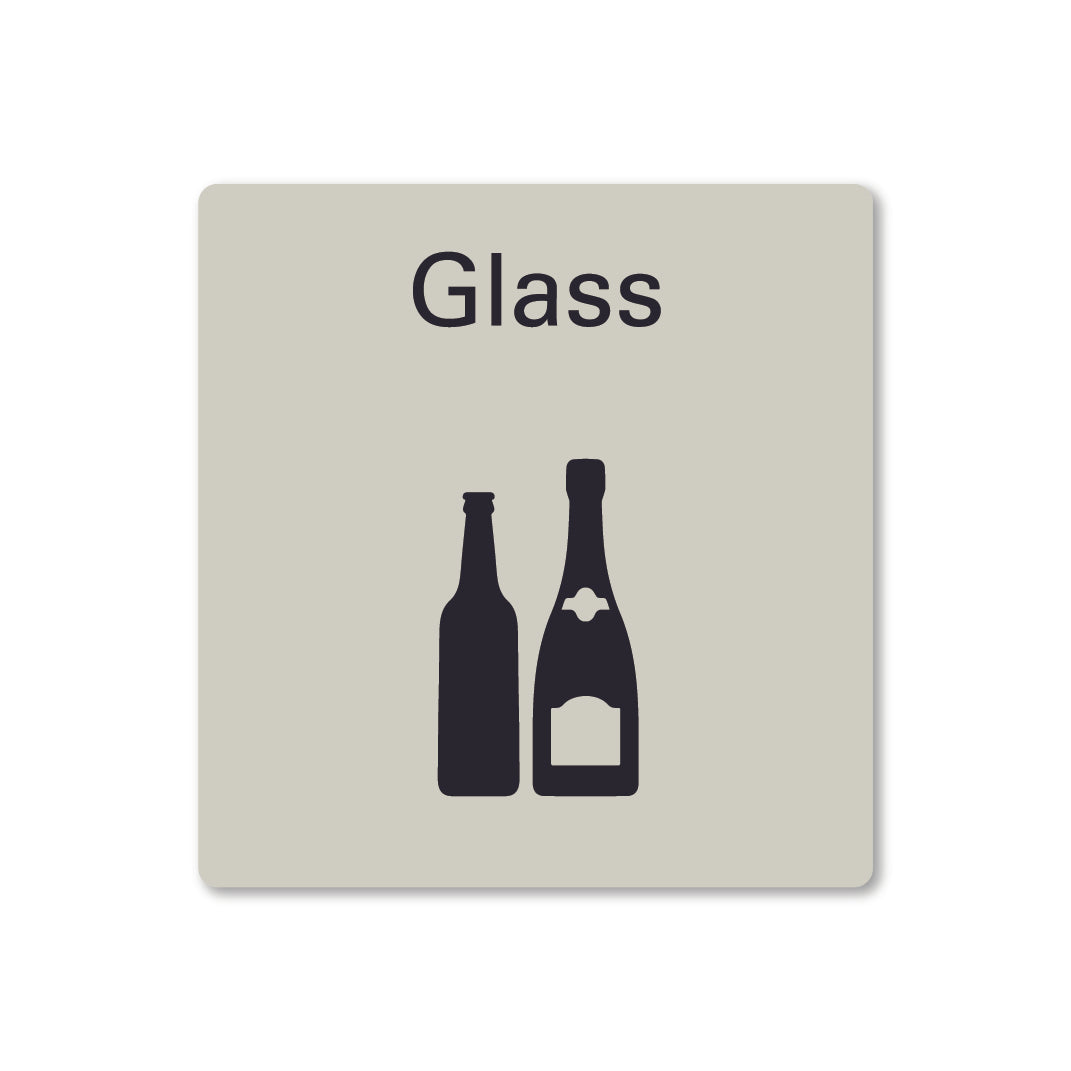 surfmist grey beige white metal organic glass waste recycling sign