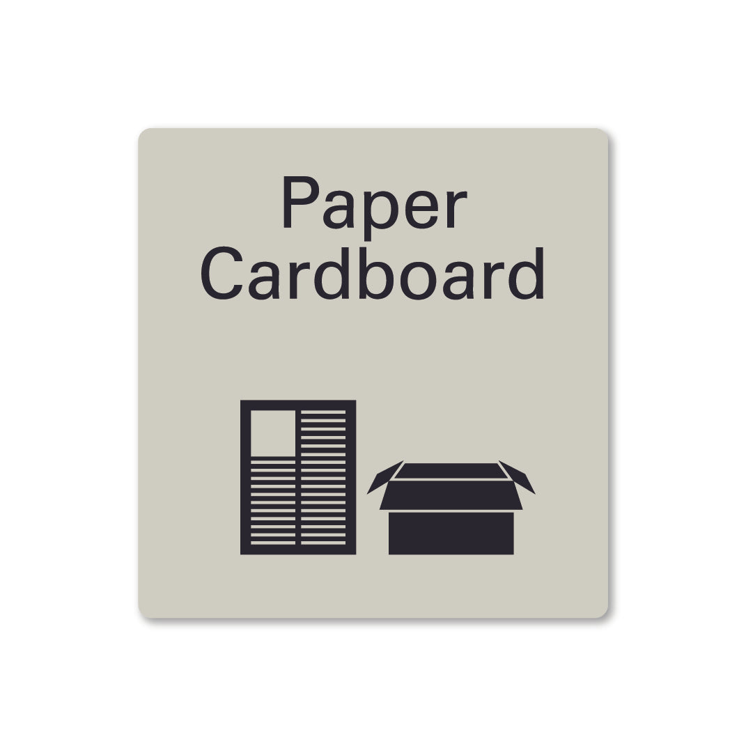surfmist grey beige white metal paper cardboard waste recycling sign