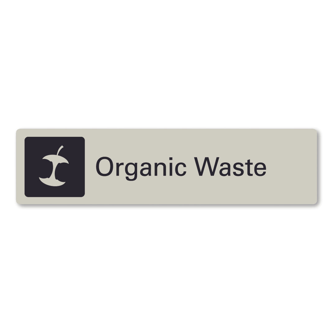 surfmist grey beige white metal organic waste recycling sign