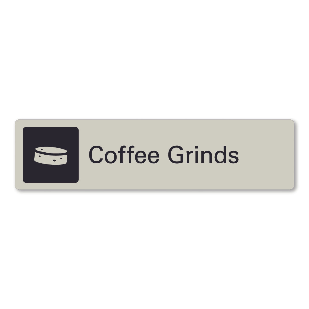 surfmist grey beige white metal coffee grind waste recycling sign