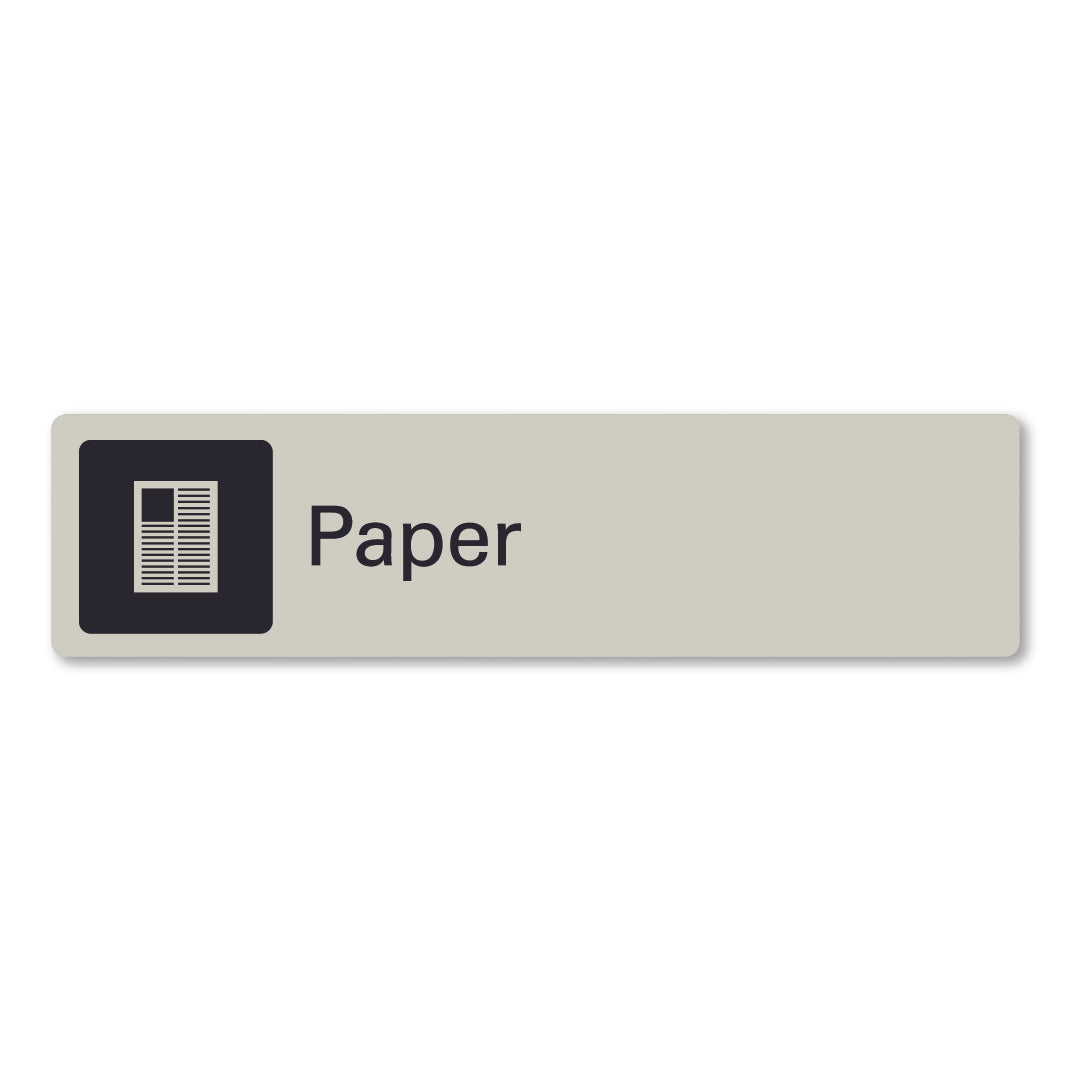 surfmist grey beige white metal paper recycling waste recycling sign