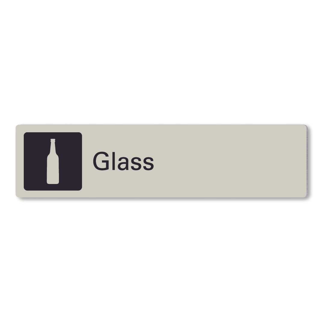 surfmist grey beige white metal glass waste recycling sign