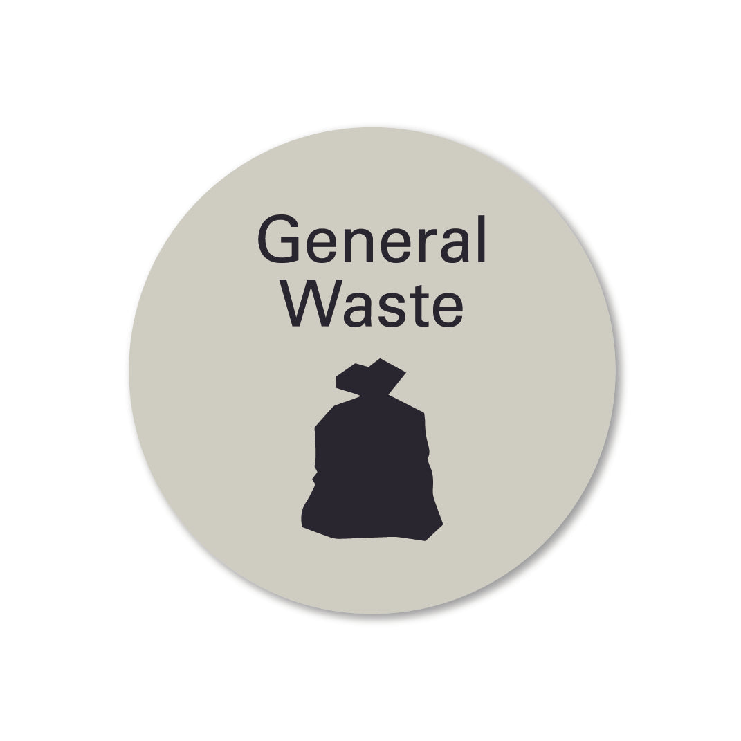 surfmist grey beige white metal general waste recycling round sign