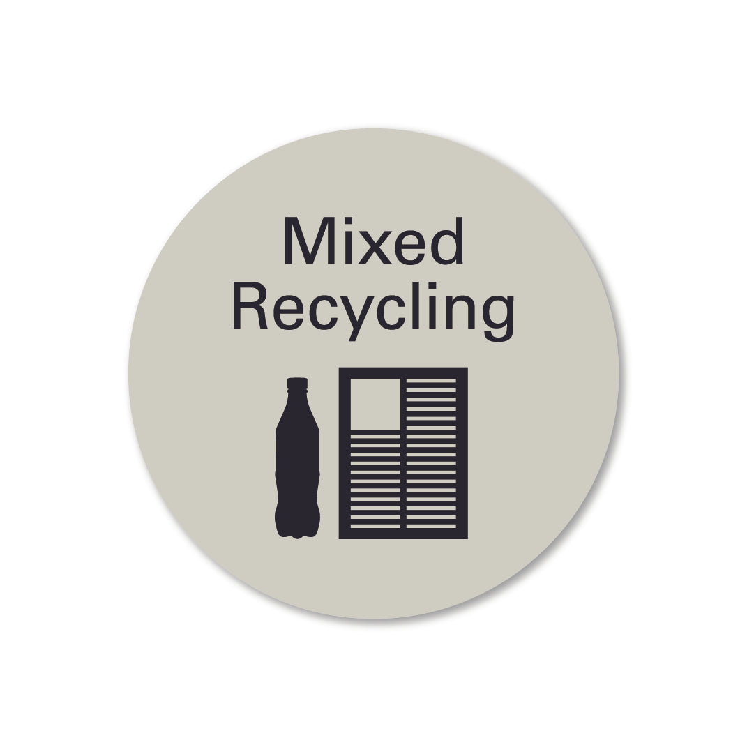 surfmist grey beige white metal mixed recycling waste recycling round sign