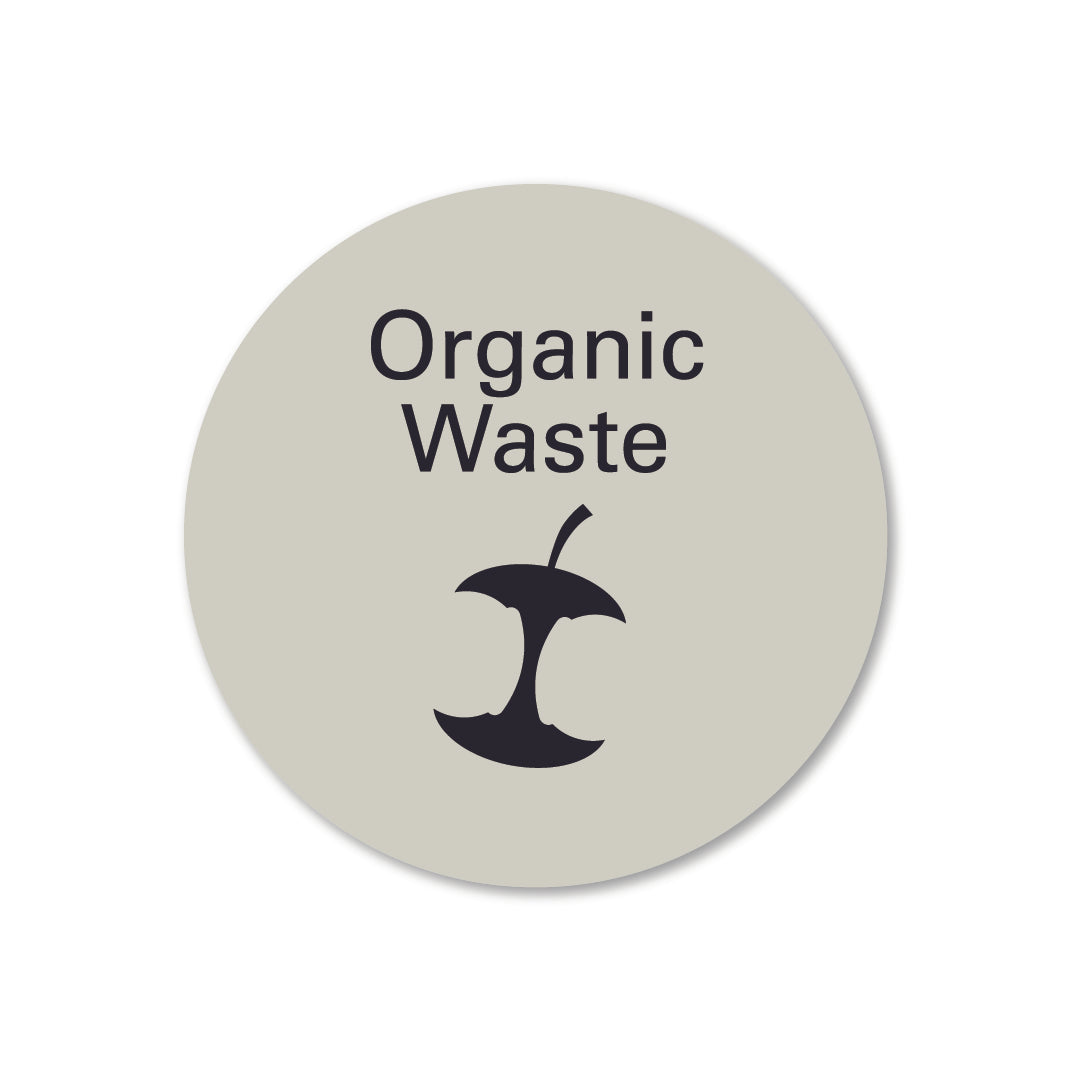 surfmist grey beige white metal organic waste recycling round sign