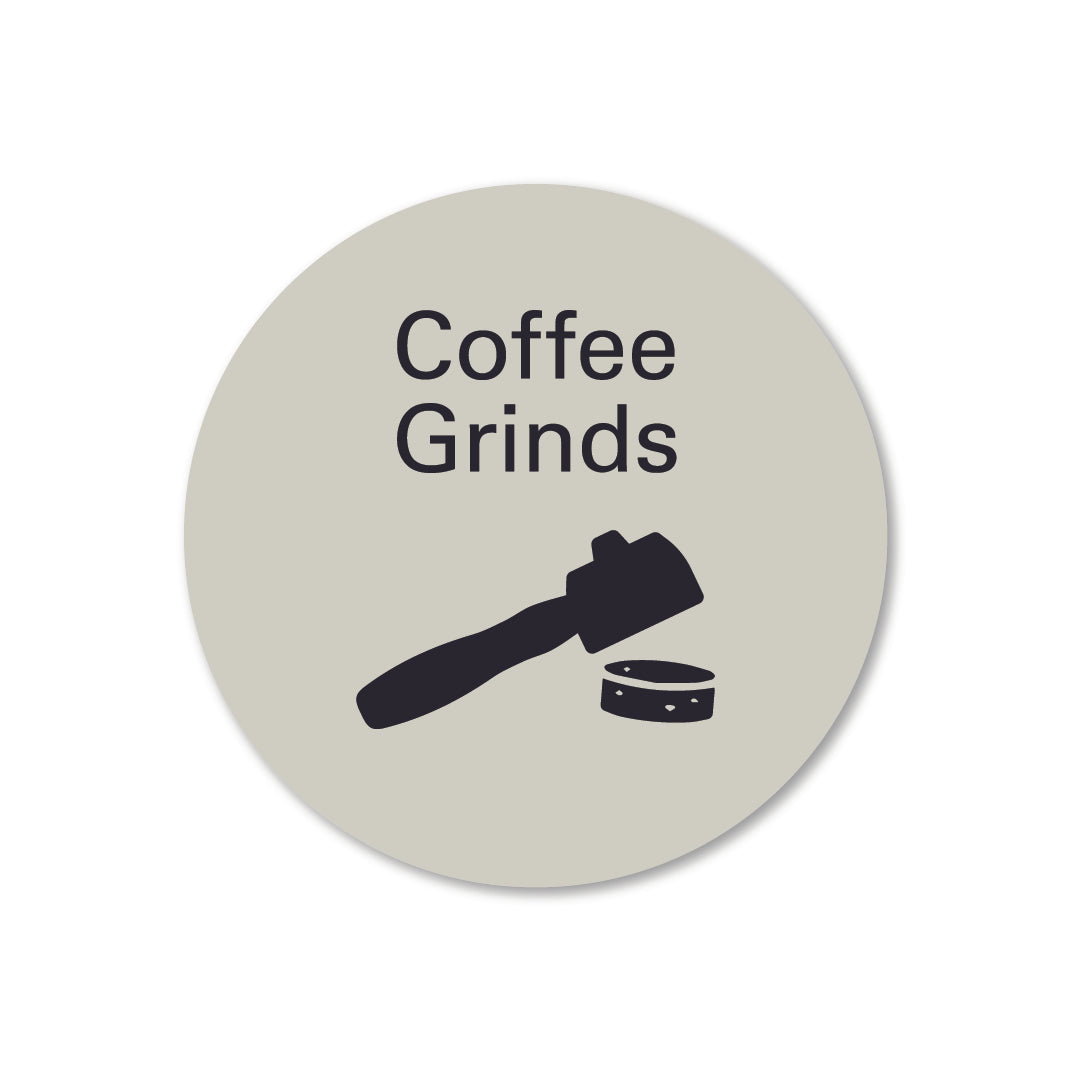 surfmist grey beige white metal coffee grind waste recycling sign