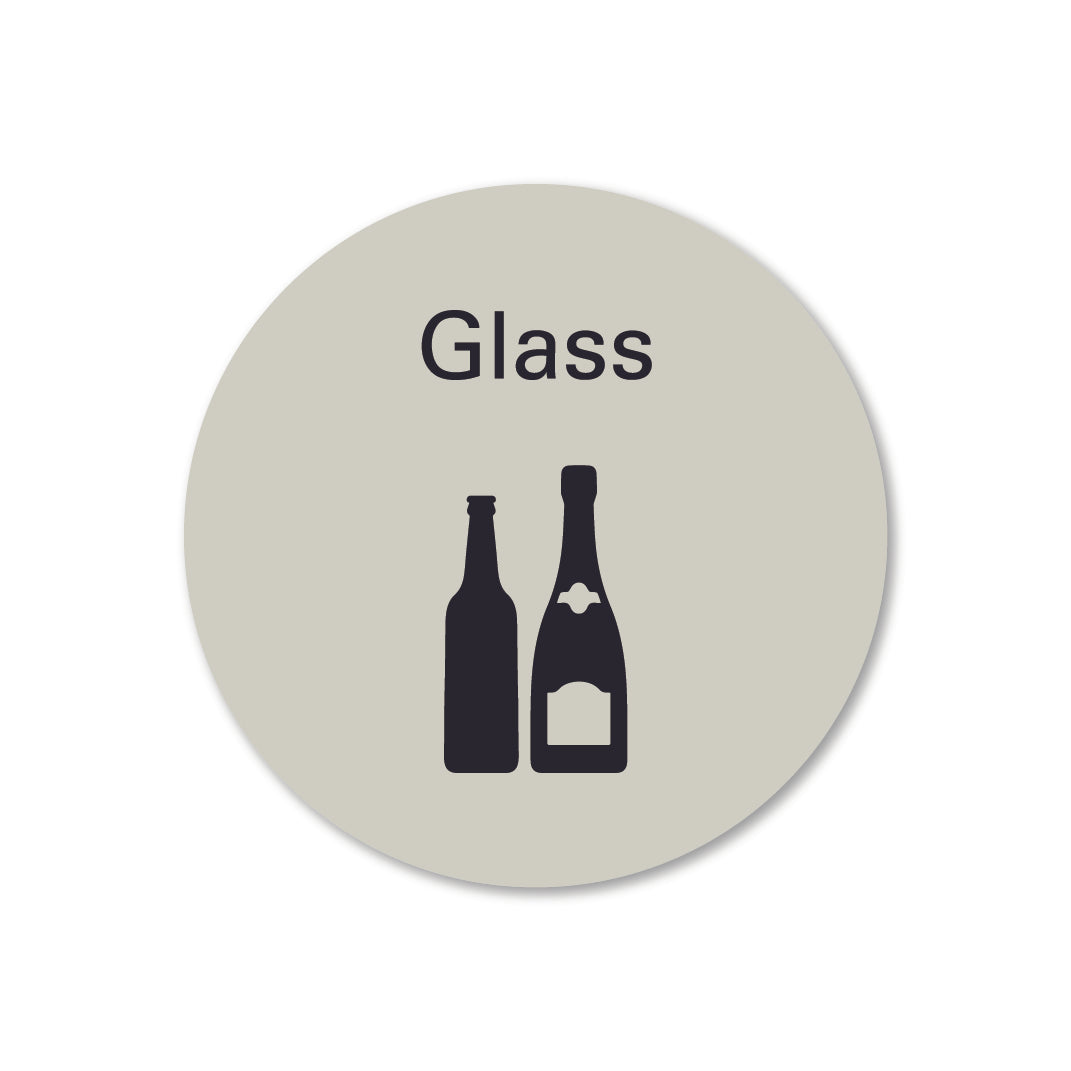 surfmist grey beige white metal glass waste recycling sign