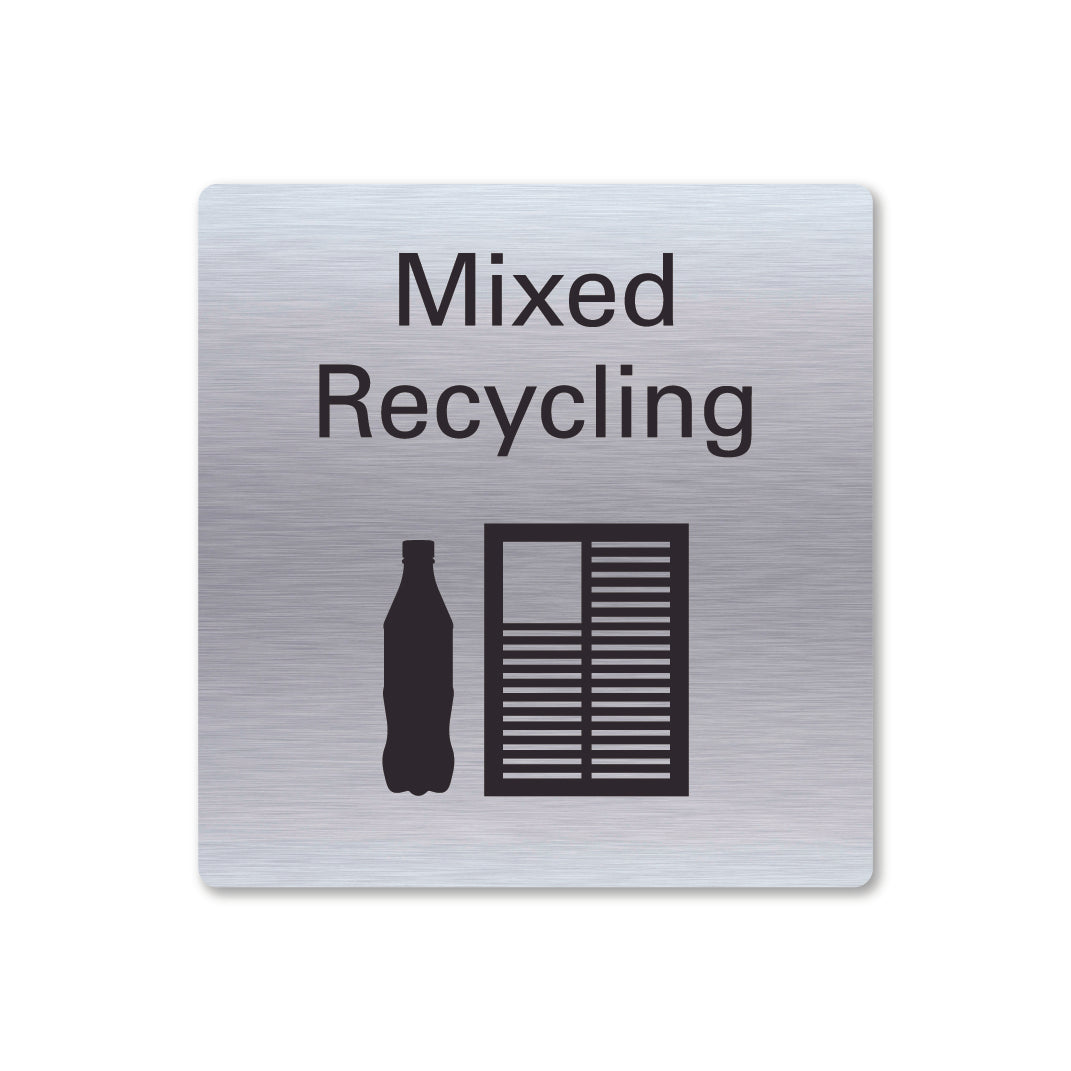 Stainless steel mixed recycling sign square