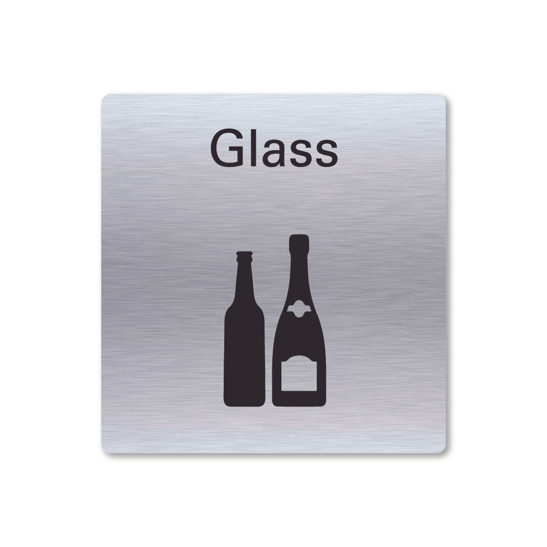 Stainless steel metal glass waste recycling sign square