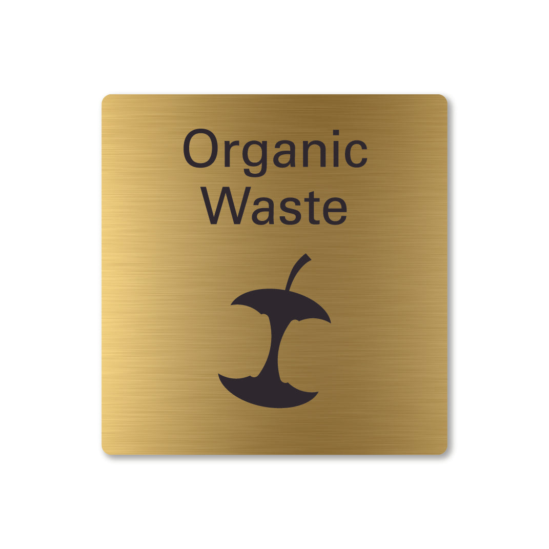 brass metal organic waste recycling sign square