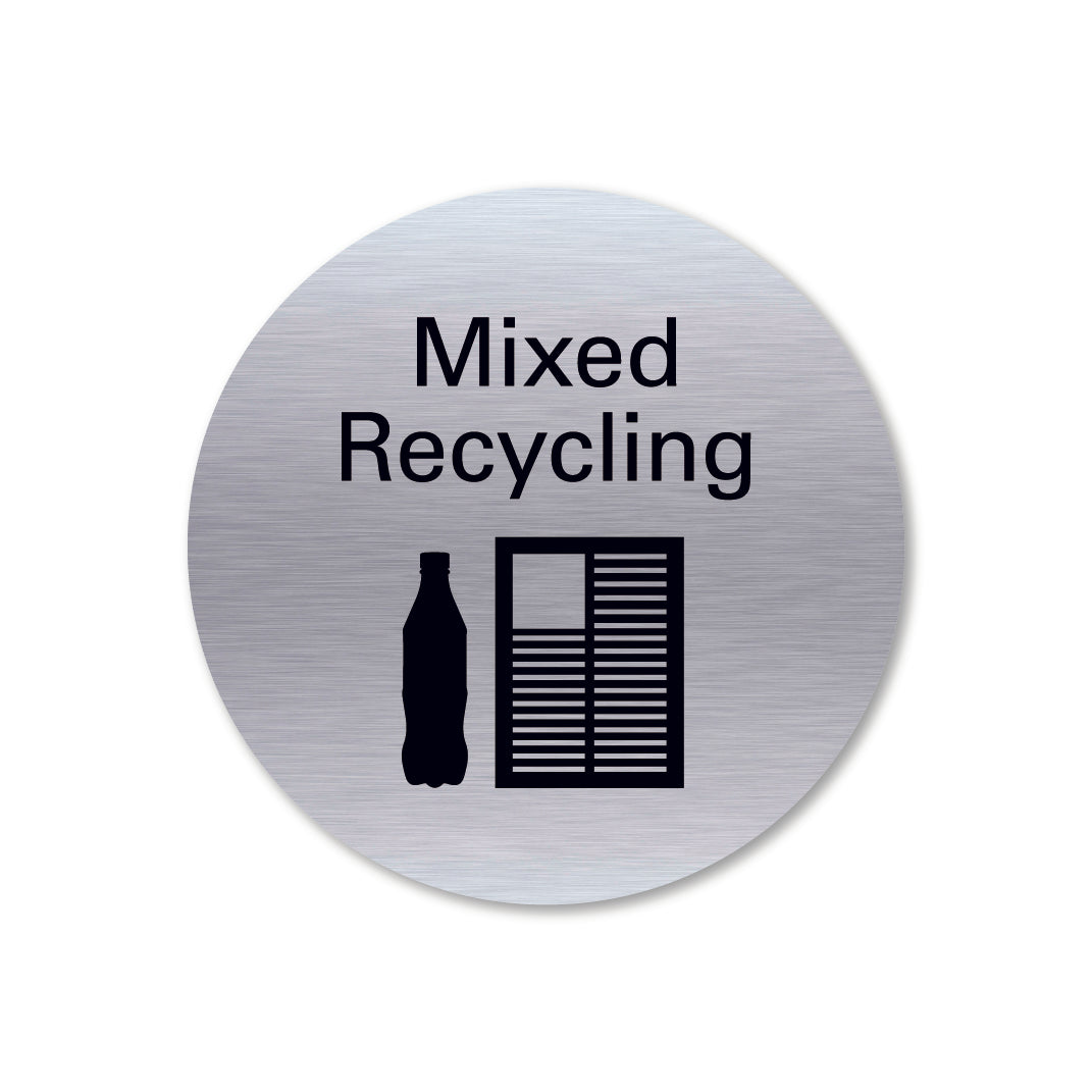 Stainless steel metal mixed recycling sign round