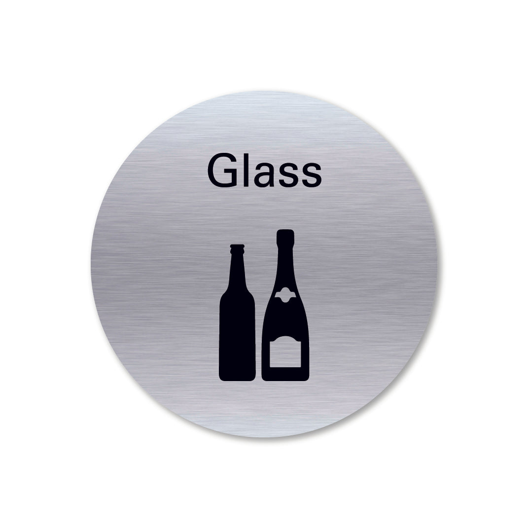Stainless steel metal glass waste recycling sign round