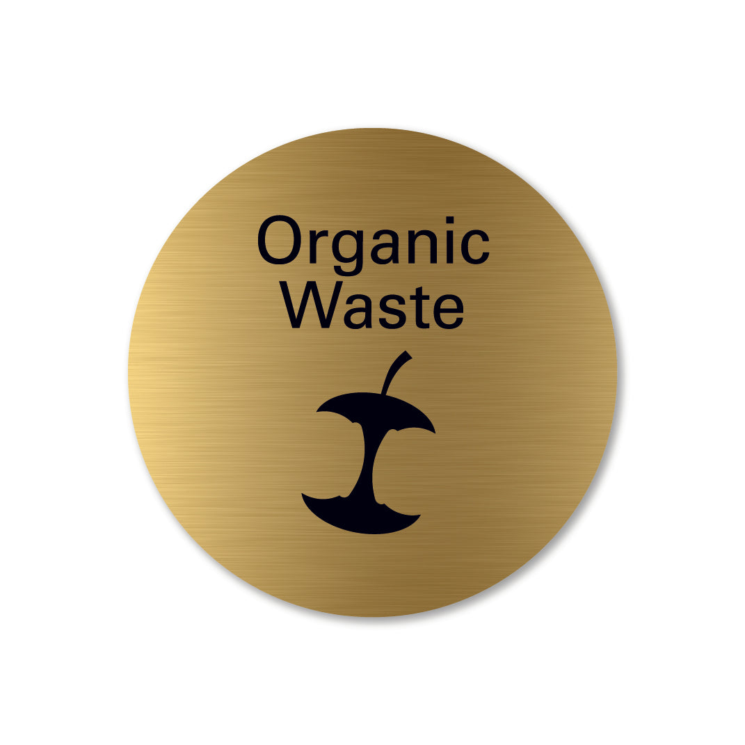 brass metal organic waste recycling sign round