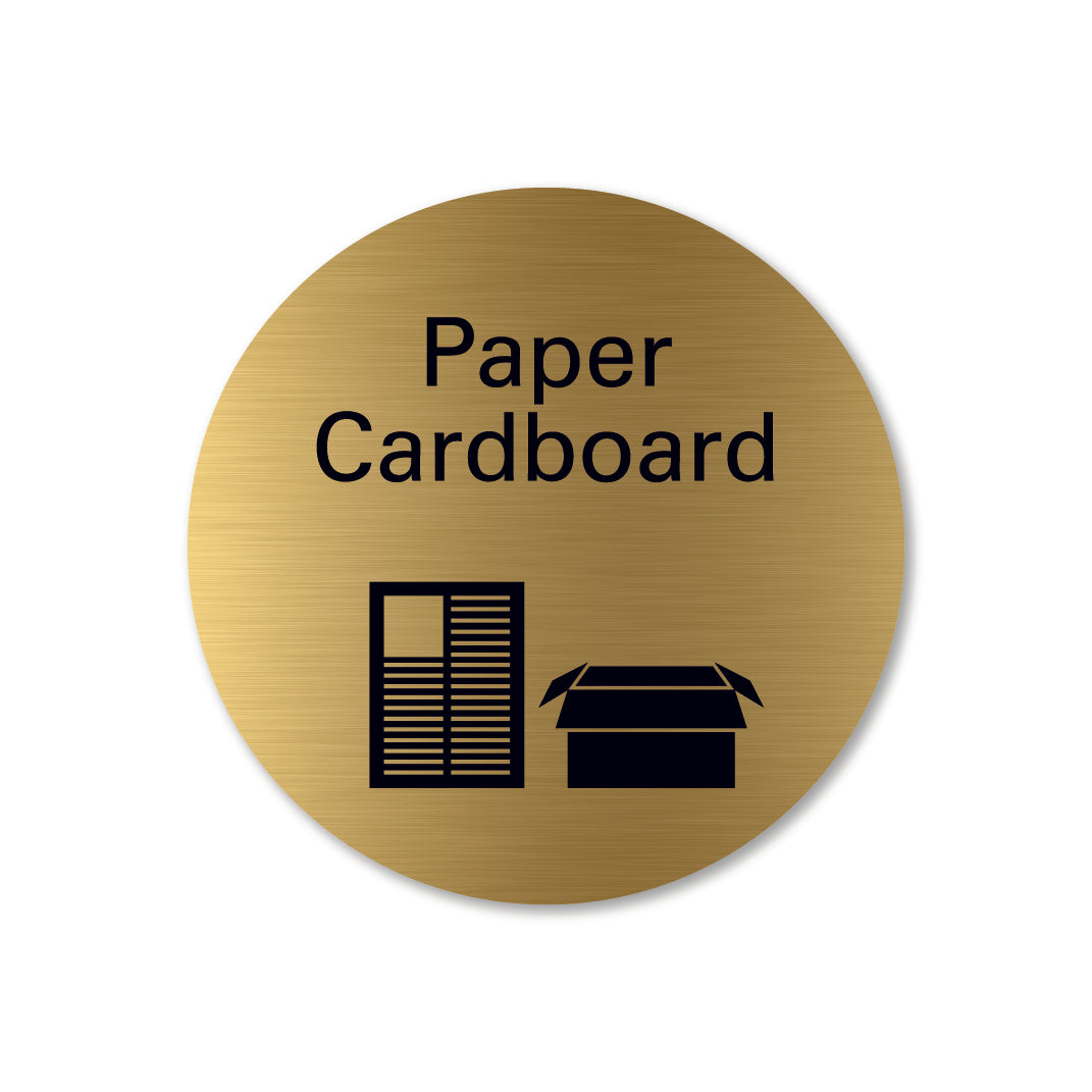 brass metal paper cardboard waste recycling sign round