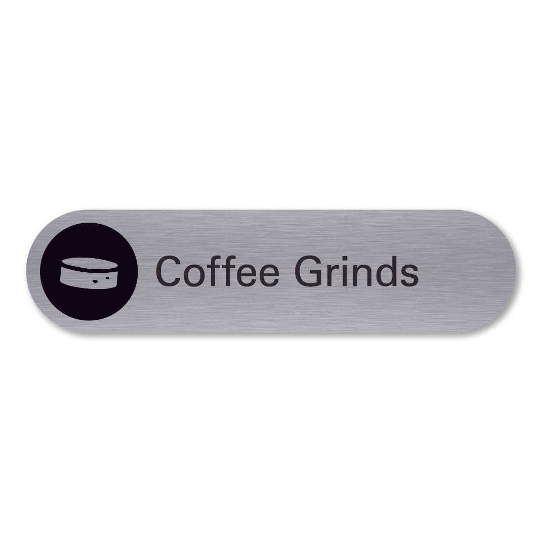 Stainless steel coffee grind waste recycling sign pill shaped