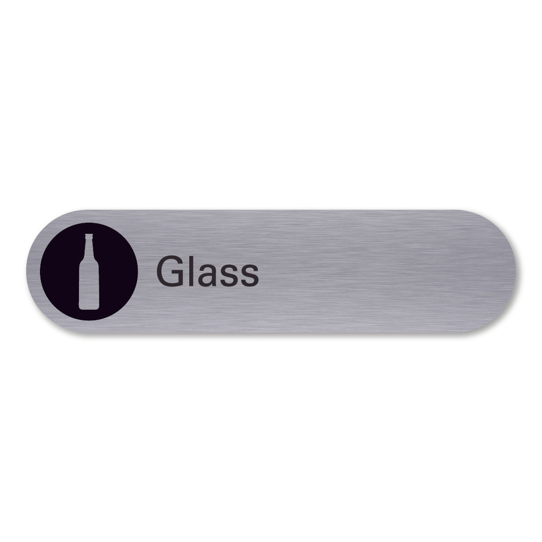Stainless steel glass waste recycling sign pill shaped