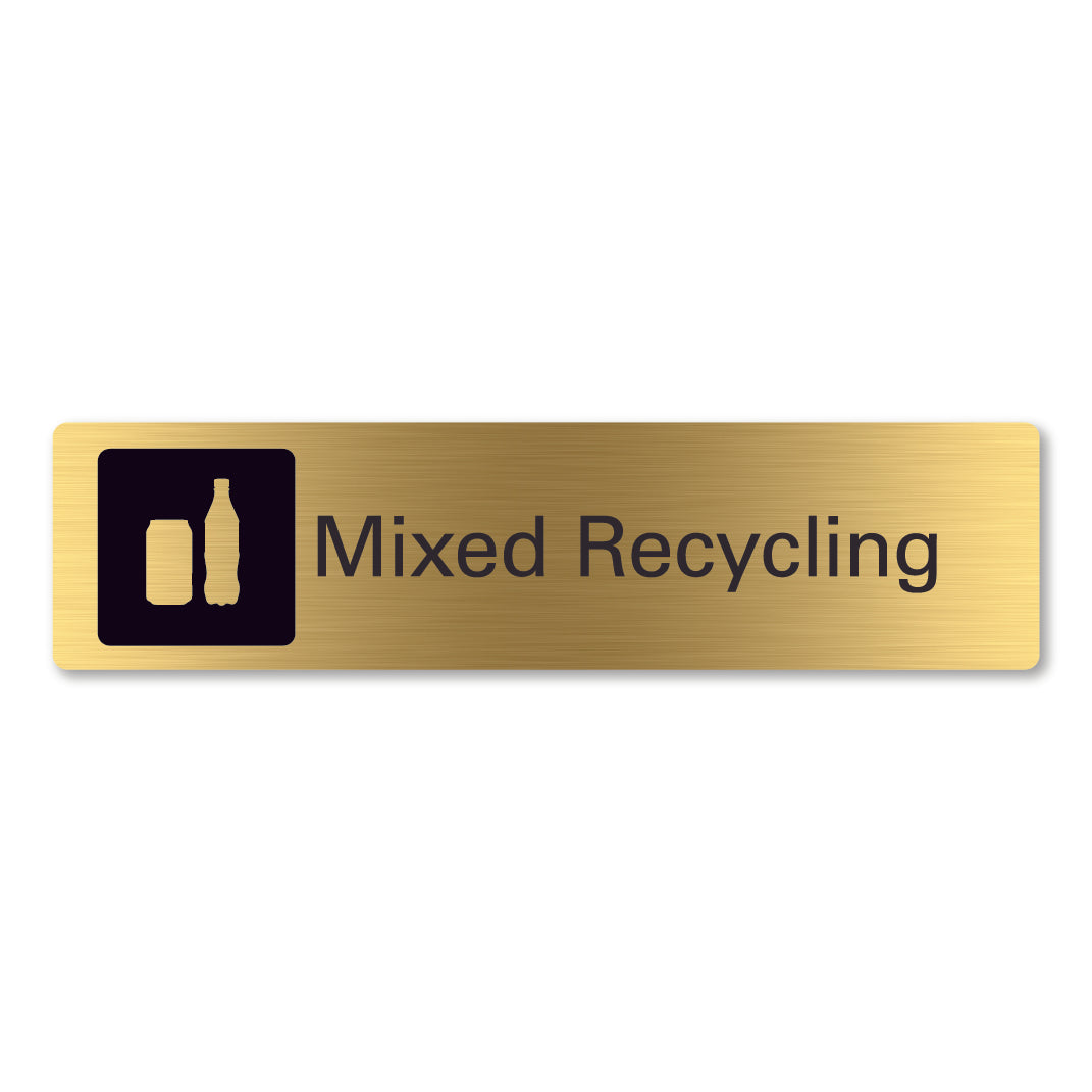 Recycling sign rectangular brass