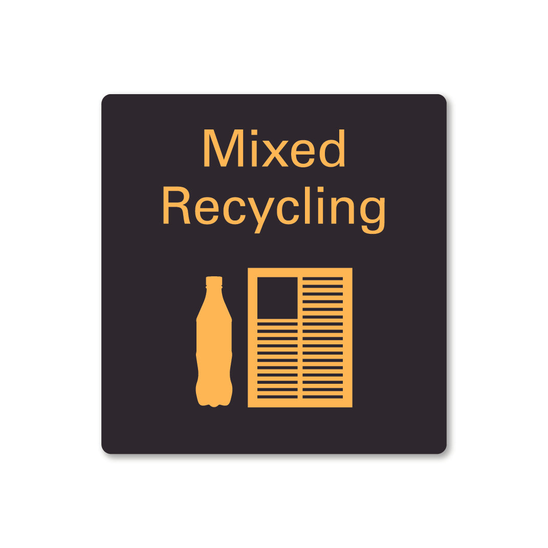 Black metal mixed recycling sign square