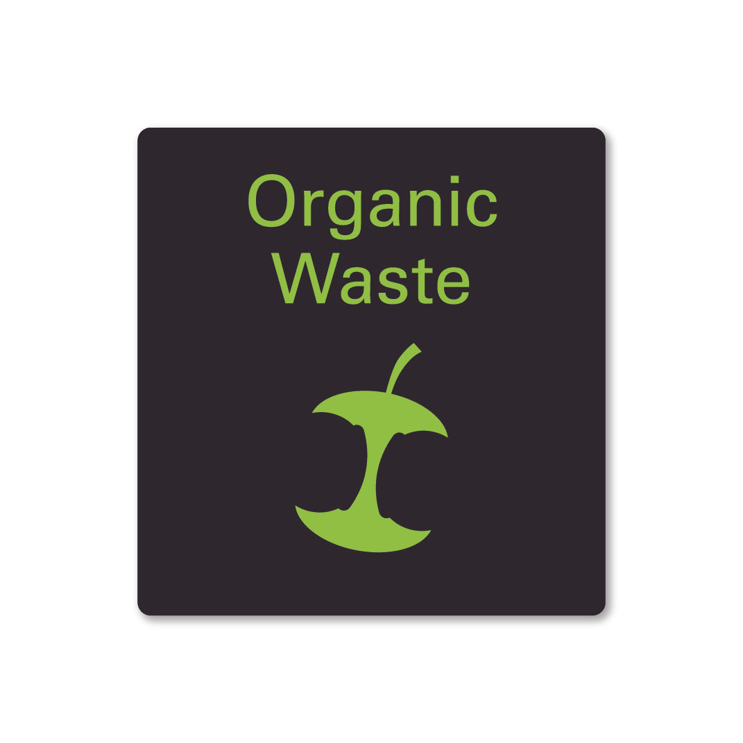Black metal organic waste recycling sign square