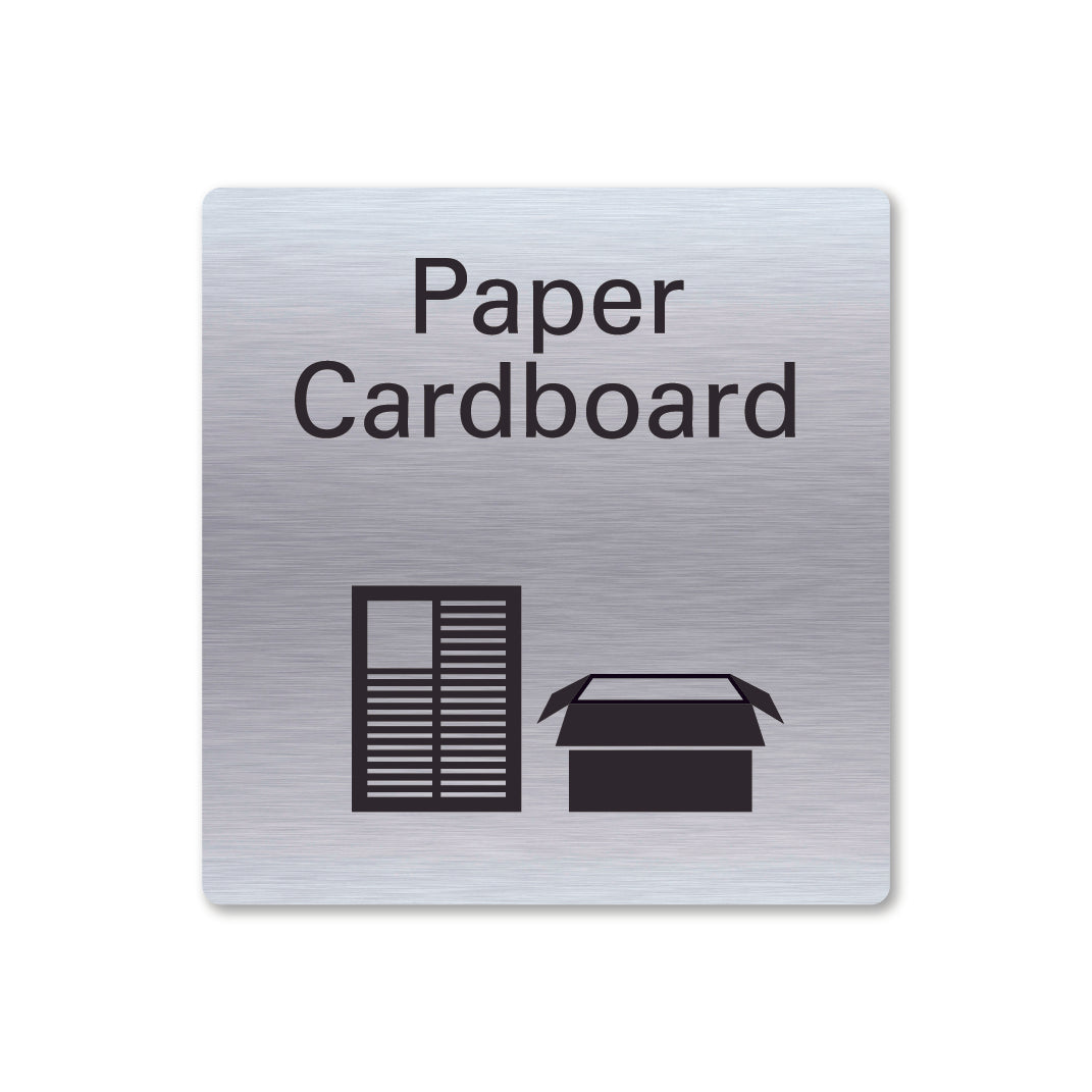 Stainless steel paper cardboard waste recycling sign square