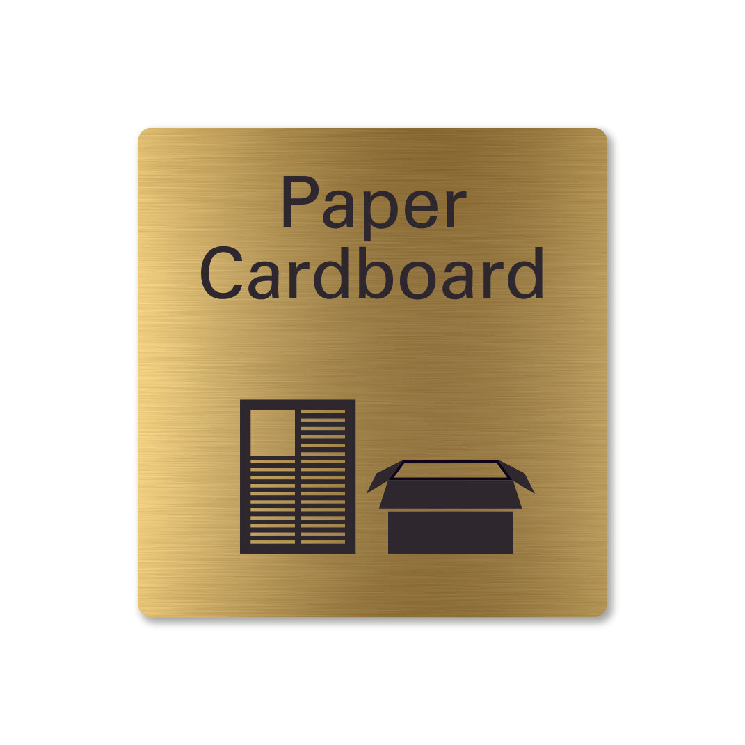 brass metal paper cardboard waste recycling sign square