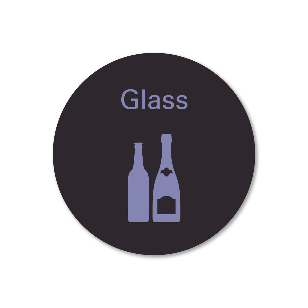Black metal glass waste recycling sign 