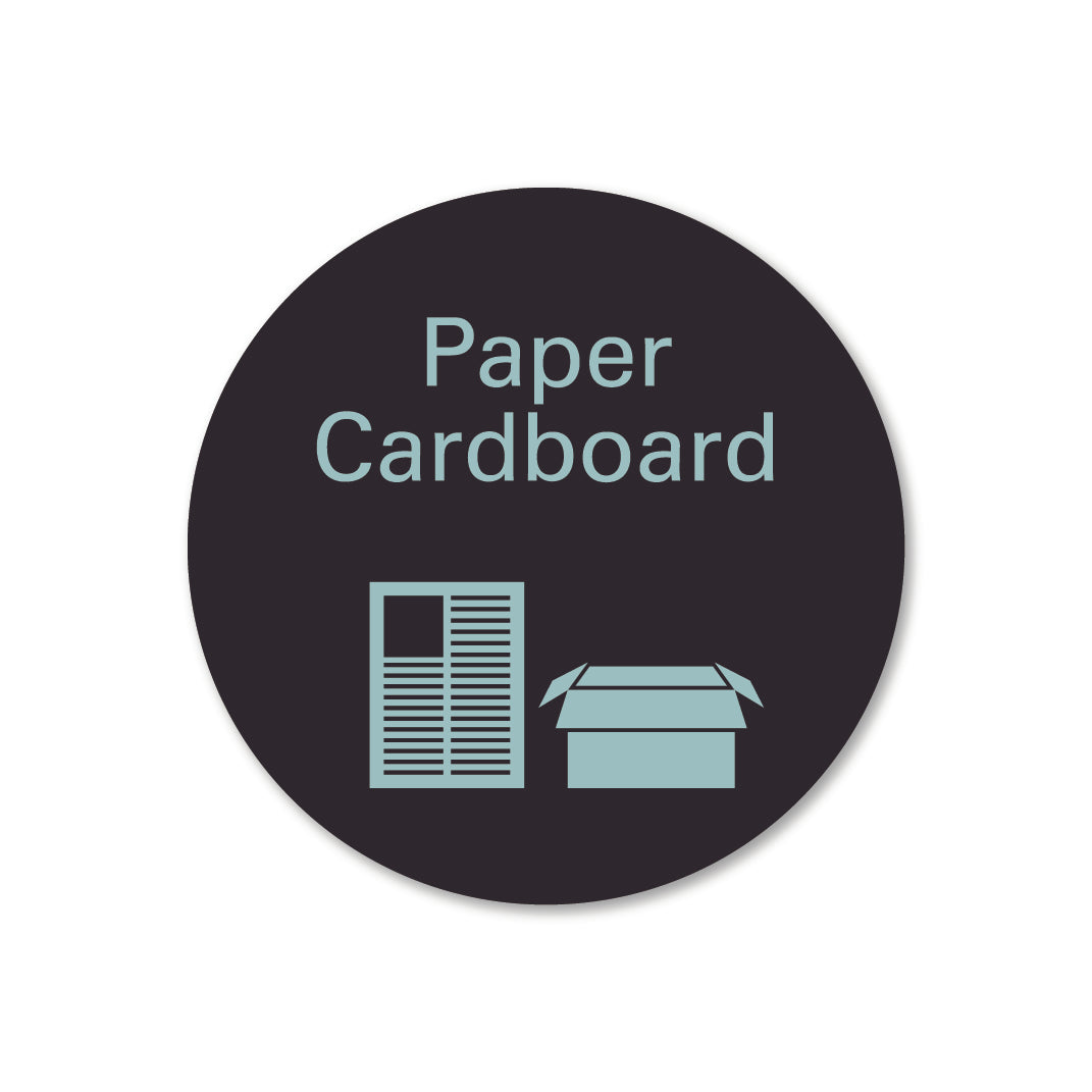 Black metal paper cardboard waste recycling sign 