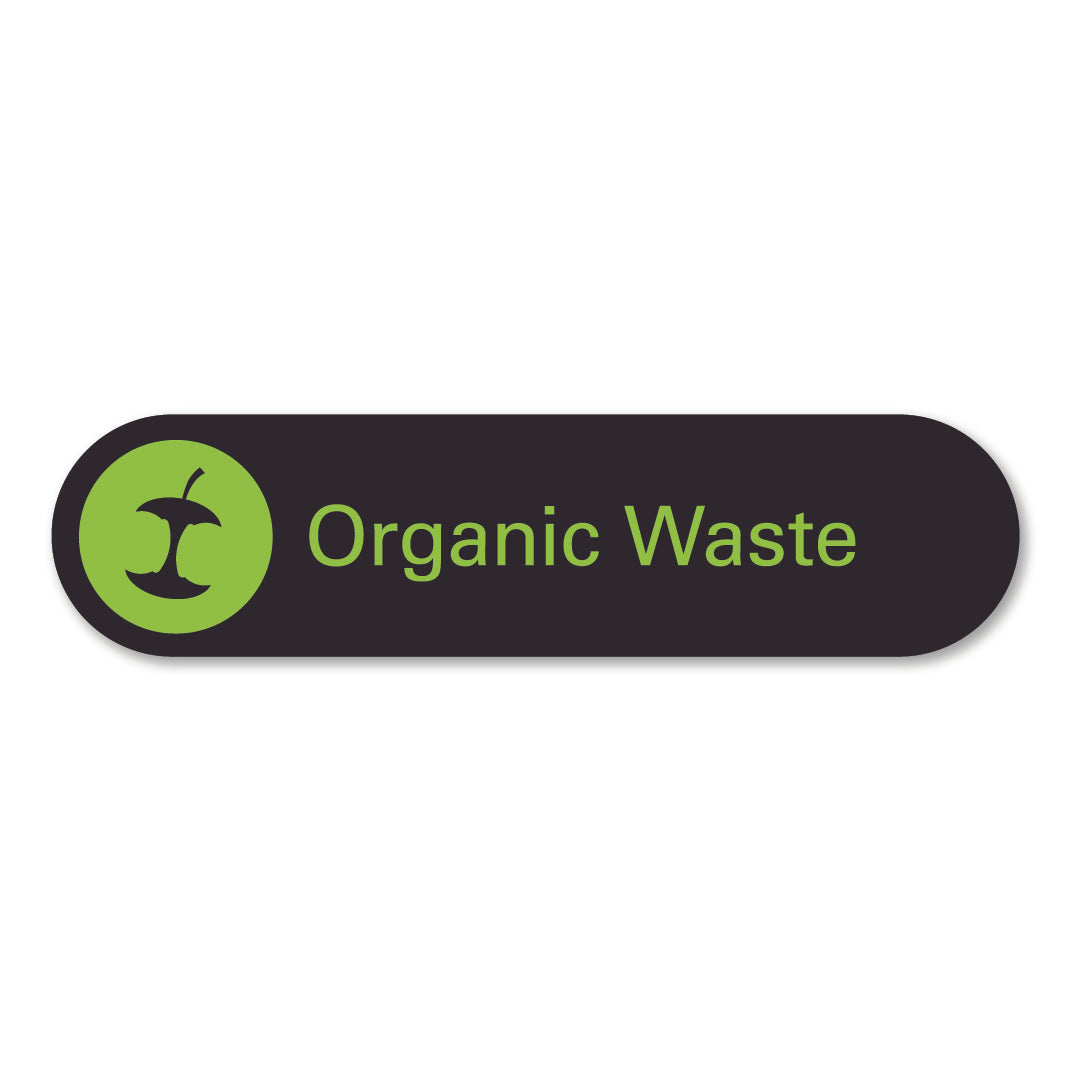 Black metal organic waste sign pill shaped sign