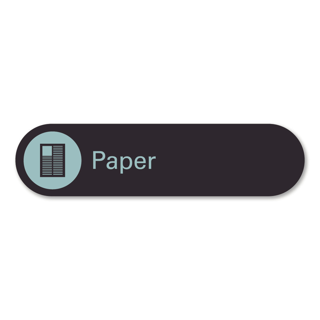 Black metal paper waste pill shaped sign