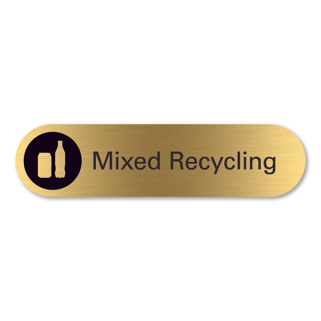 Brass mixed recycling sign pill shaped