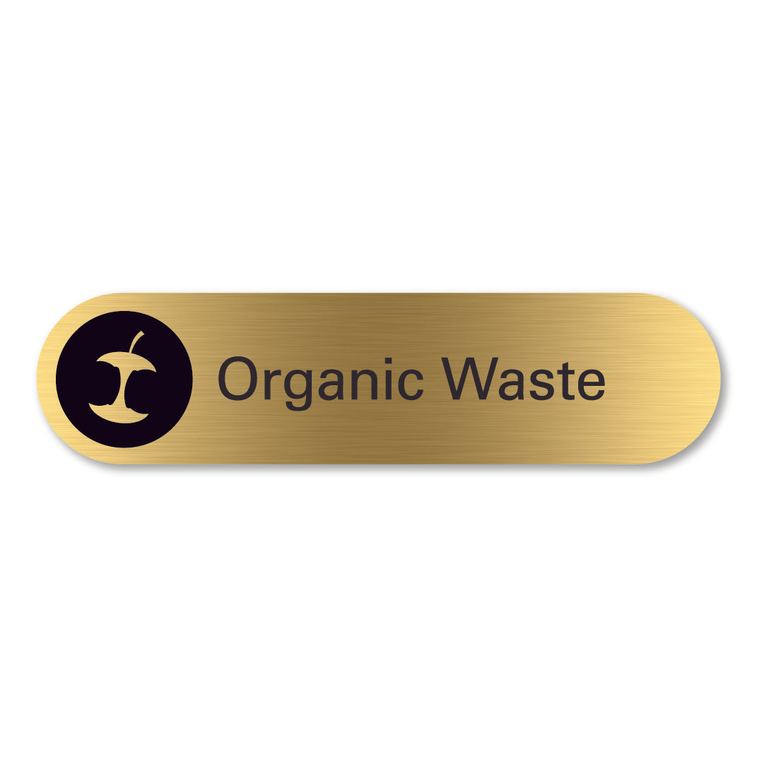 Brass organic waste sign pill shaped